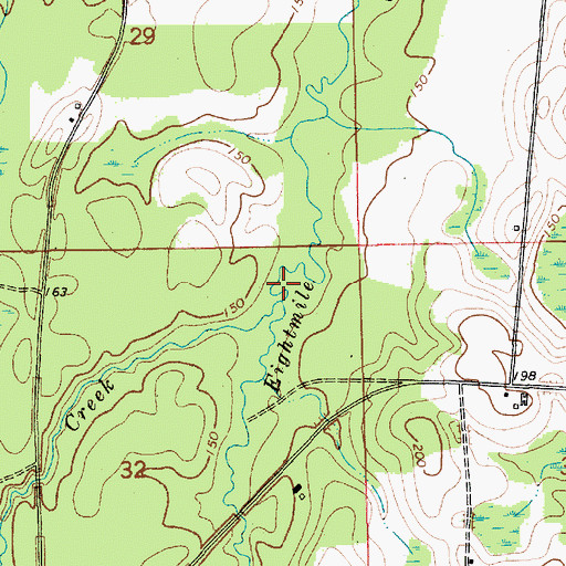 Topographic Map of Natural Bridge Creek, AL