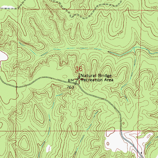 Topographic Map of Natural Bridge Recreation Area, AL