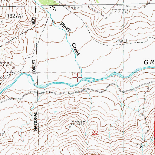 Topographic Map of Piney Creek, WY