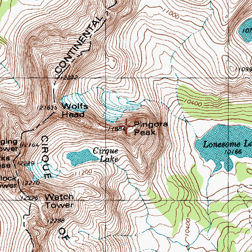 Topographic Map of Pingora Peak, WY