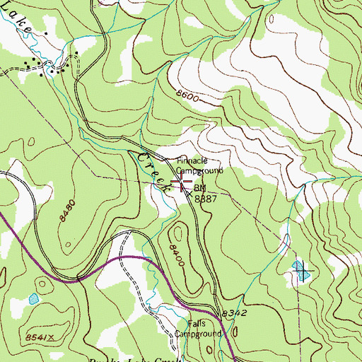 Topographic Map of Pinnacle Campground, WY