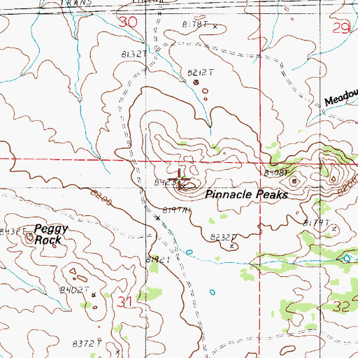 Topographic Map of Pinnacle Peaks, WY