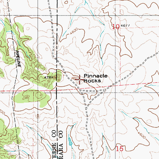 Topographic Map of Pinnacle Rocks, WY