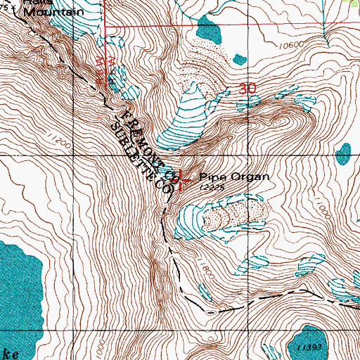 Topographic Map of Pipe Organ, WY