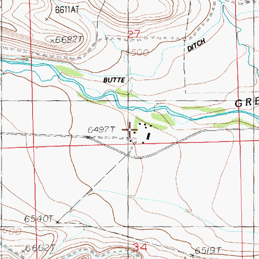 Topographic Map of Pitchfork Ranch, WY