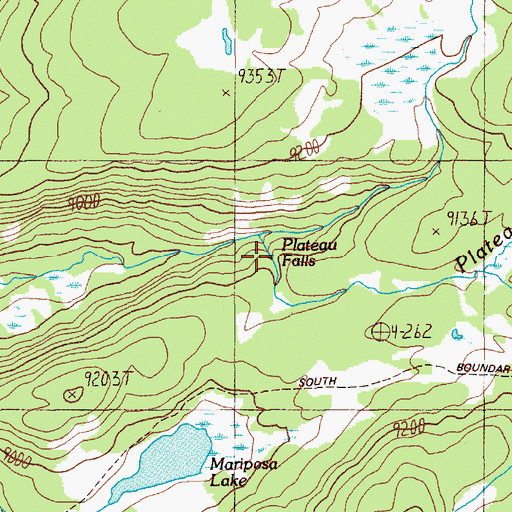 Topographic Map of Plateau Falls, WY