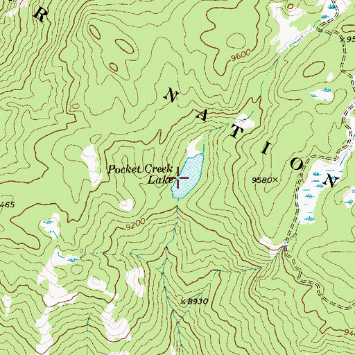 Topographic Map of Pocket Creek Lake, WY