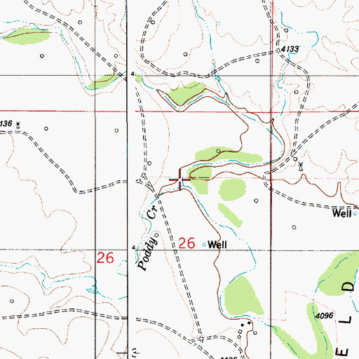 Topographic Map of Poddy Creek, WY