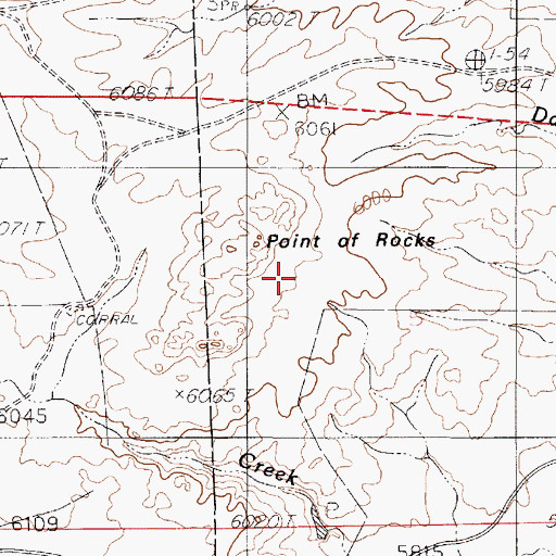 Topographic Map of Point of Rocks, WY