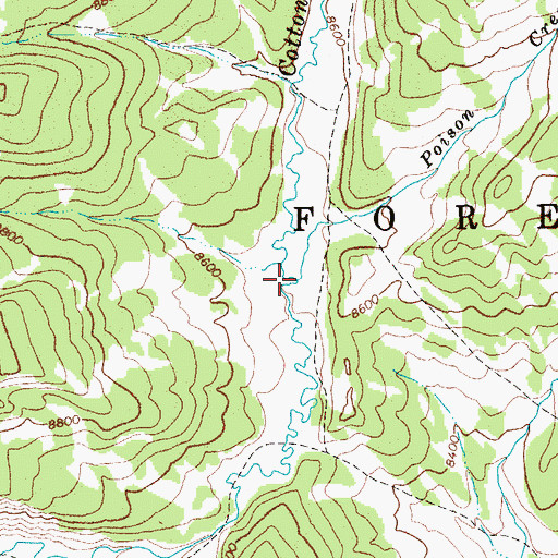 Topographic Map of Poison Creek, WY