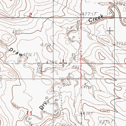 Topographic Map of Poison Draw, WY