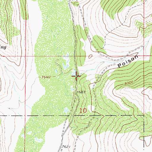 Topographic Map of Poison Hollow, WY
