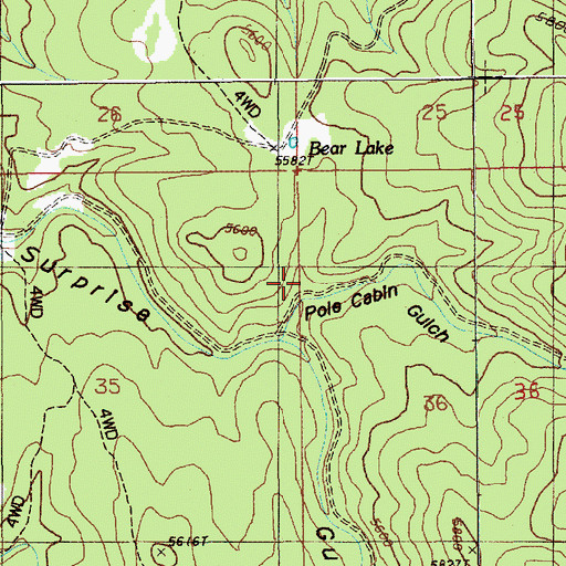 Topographic Map of Pole Cabin Gulch, WY