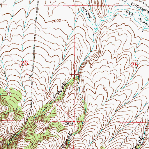 Topographic Map of Pole Canyon Creek, WY