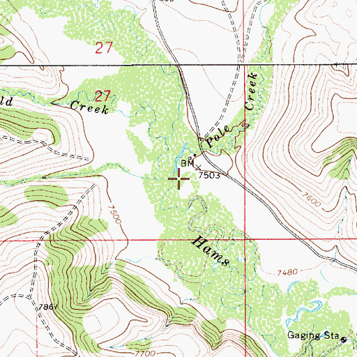 Topographic Map of Pole Creek, WY