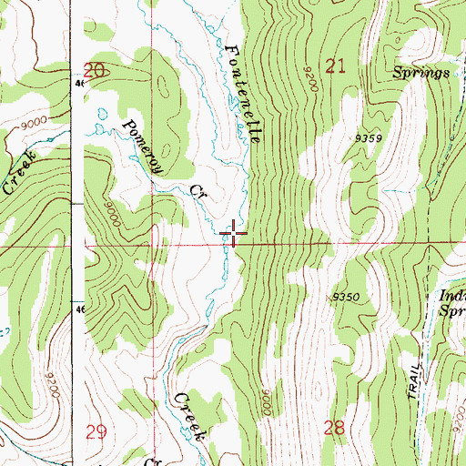Topographic Map of Pomeroy Creek, WY