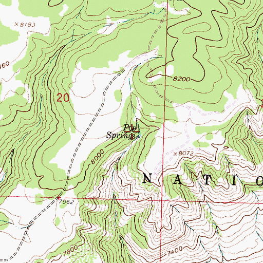 Topographic Map of Pop Springs, WY