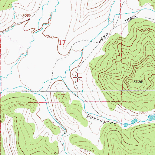 Topographic Map of Porcupine Creek, WY