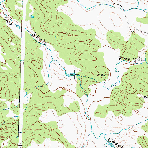 Topographic Map of Porcupine Creek, WY