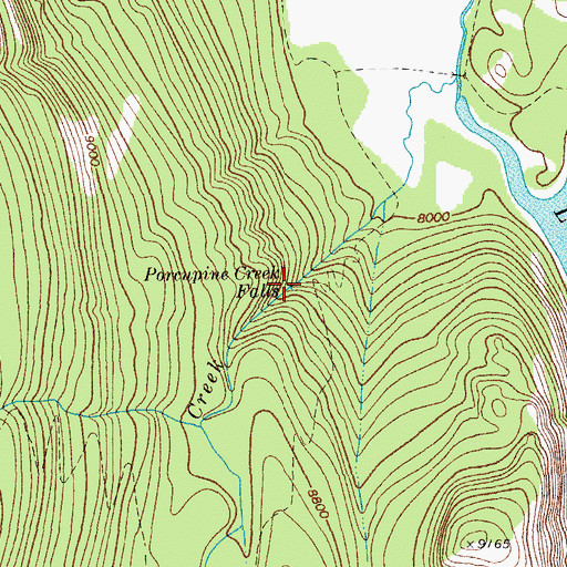 Topographic Map of Porcupine Creek Falls, WY