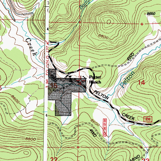 Topographic Map of Porter Ranch, WY