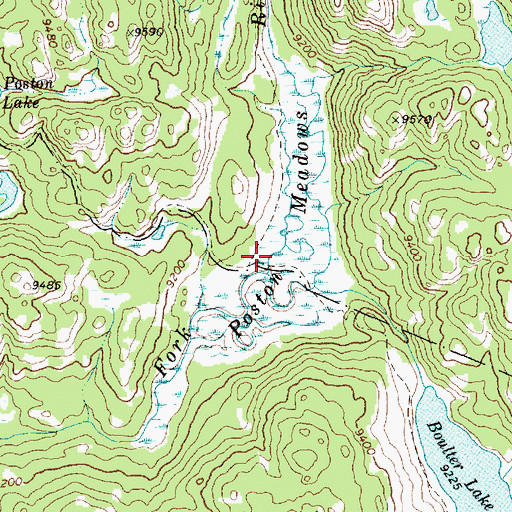 Topographic Map of Poston Meadows, WY