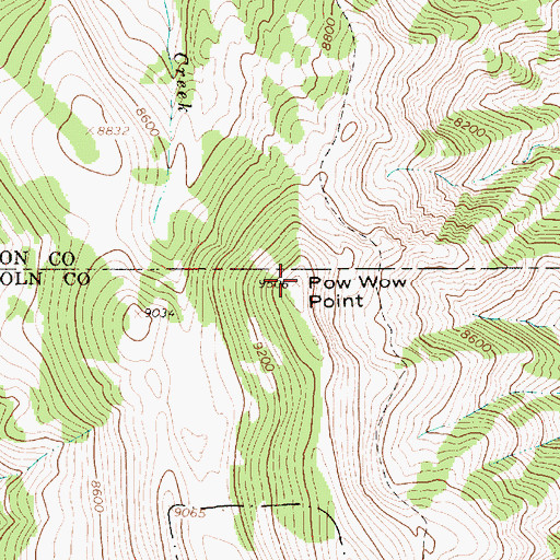 Topographic Map of Pow Wow Point, WY