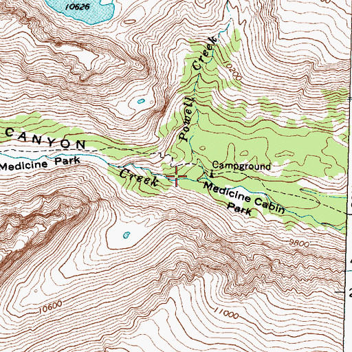 Topographic Map of Powell Creek, WY