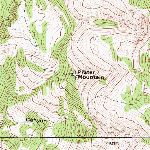 Topographic Map of Prater Mountain, WY