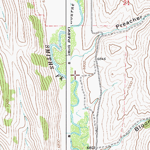 Topographic Map of Preacher Hollow, WY