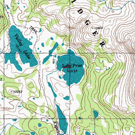 Topographic Map of Lake Prue, WY