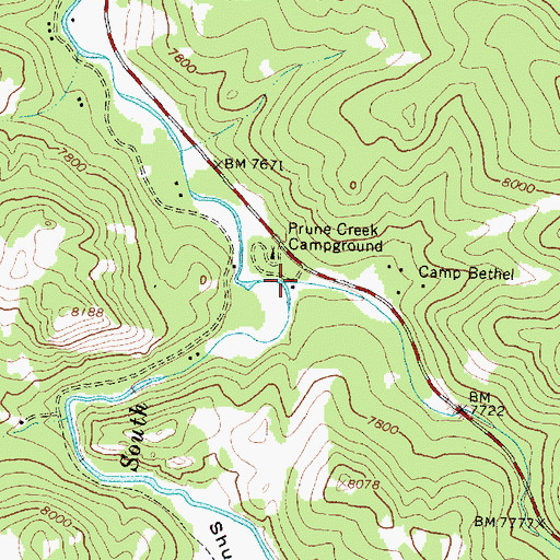 Topographic Map of Prune Creek, WY