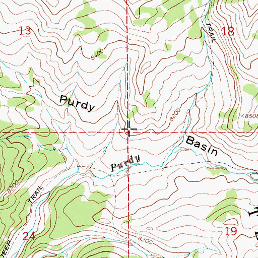 Topographic Map of Purdy Basin, WY