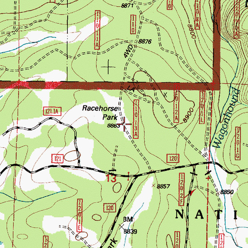Topographic Map of Racehorse Park, WY
