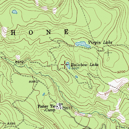 Topographic Map of Rainbow Lake, WY