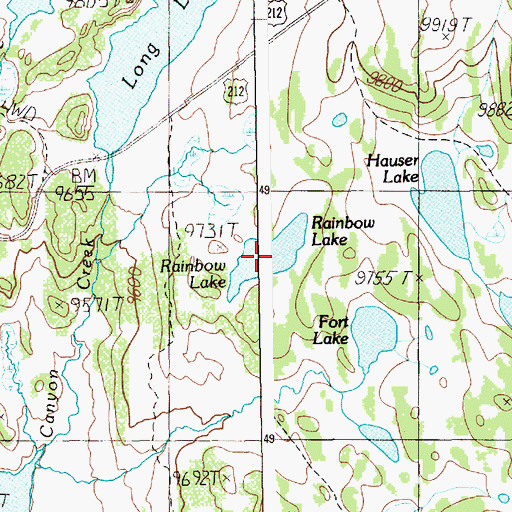 Topographic Map of Rainbow Lake, WY
