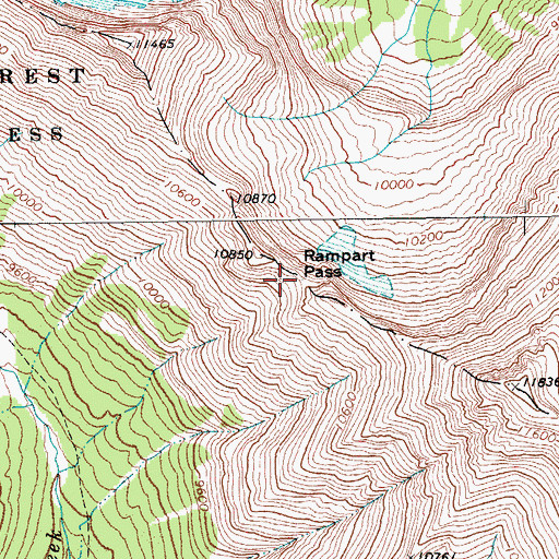 Topographic Map of Rampart Pass, WY