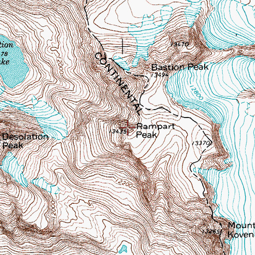 Topographic Map of Rampart Peak, WY