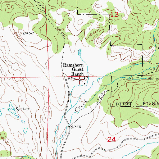 Topographic Map of Ramshorn Guest Ranch, WY