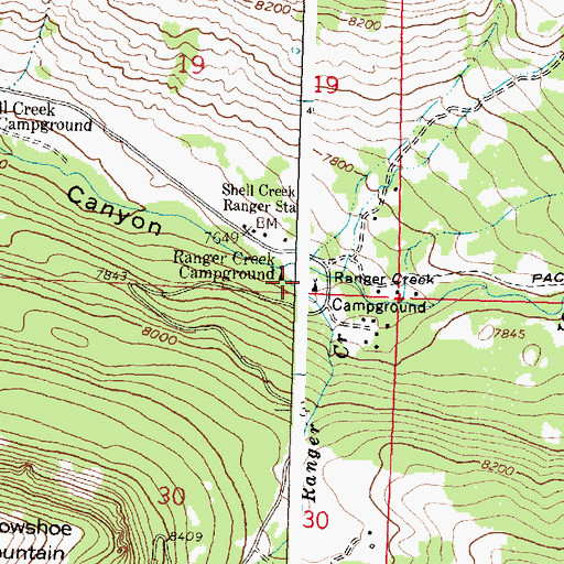 Topographic Map of Ranger Creek, WY