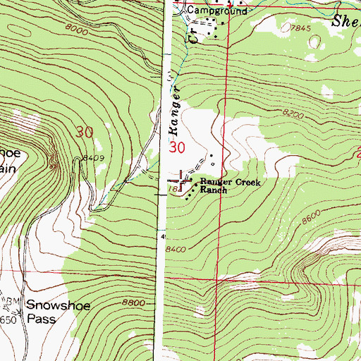 Topographic Map of Ranger Creek Ranch, WY
