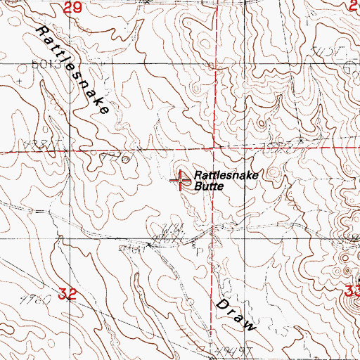 Topographic Map of Rattlesnake Butte, WY
