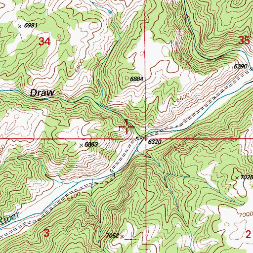 Topographic Map of Rattlesnake Draw, WY