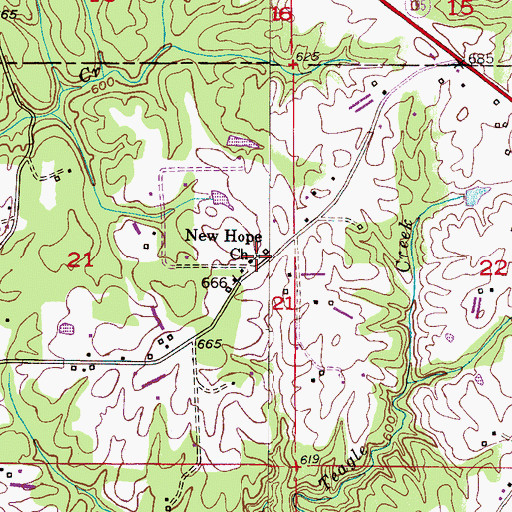 Topographic Map of New Hope Church, AL