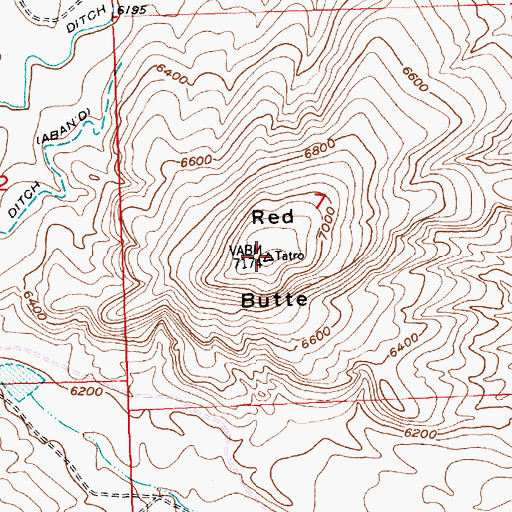 Topographic Map of Red Butte, WY