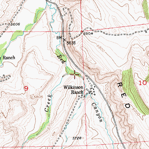 Topographic Map of Red Canyon, WY