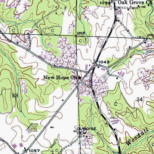 Topographic Map of New Hope Church, AL