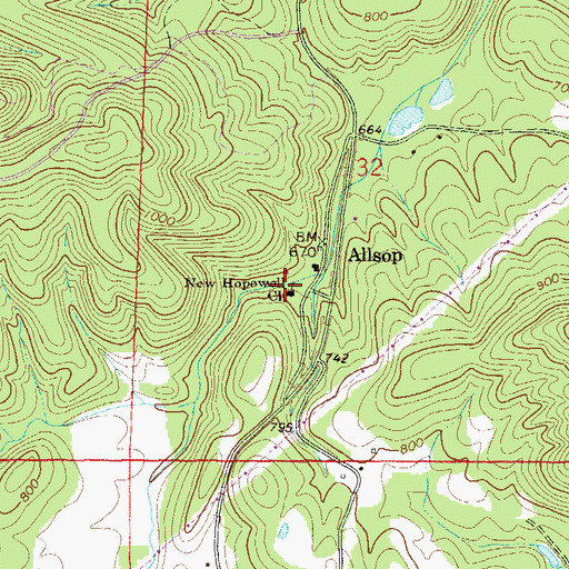 Topographic Map of New Hopewell Baptist Church, AL