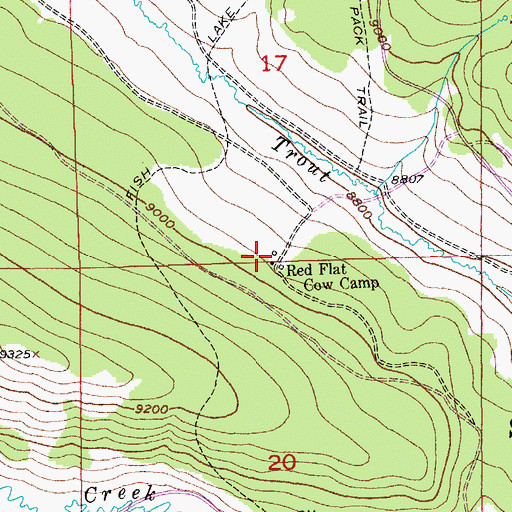 Topographic Map of Red Flat Cow Camp, WY