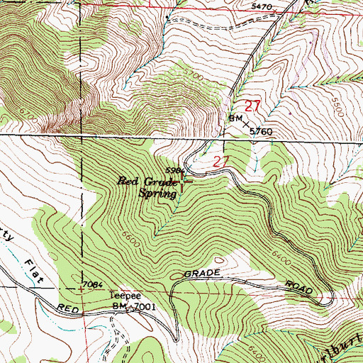 Topographic Map of Red Grade Spring, WY